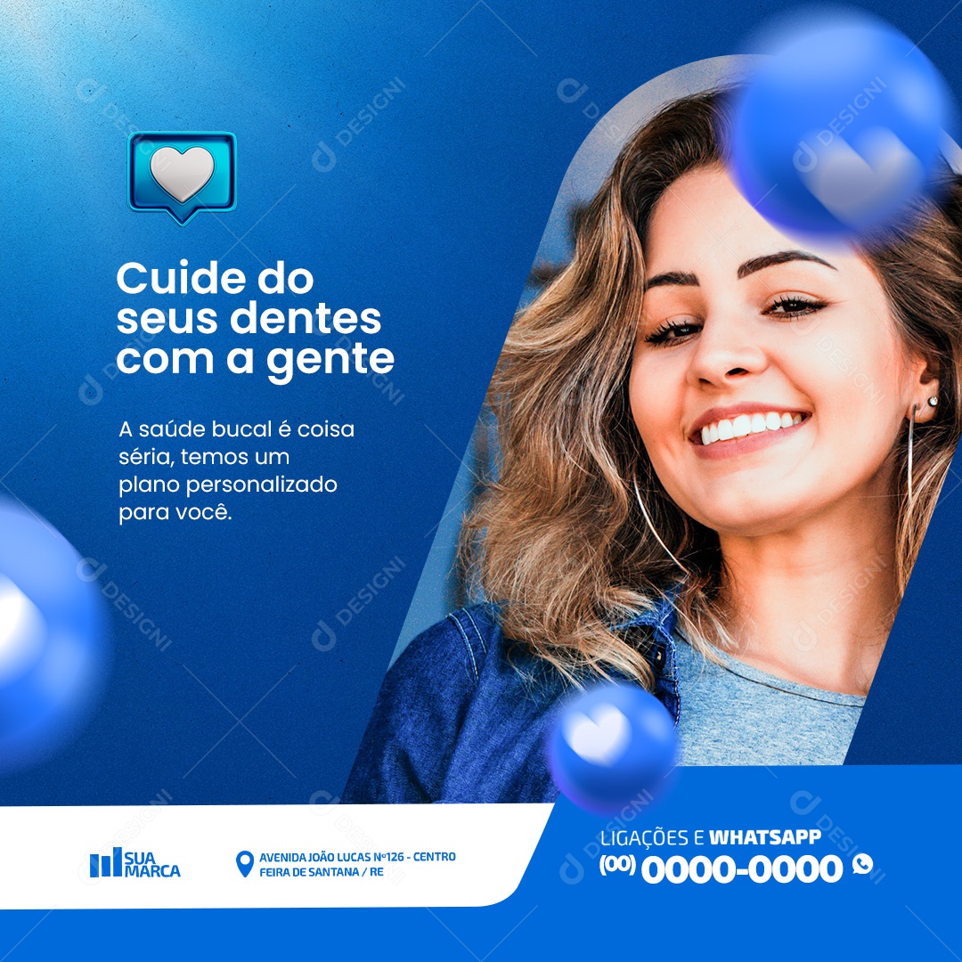 Dentista Cuide do Seus Dentes com a Gente Social Media PSD Editável