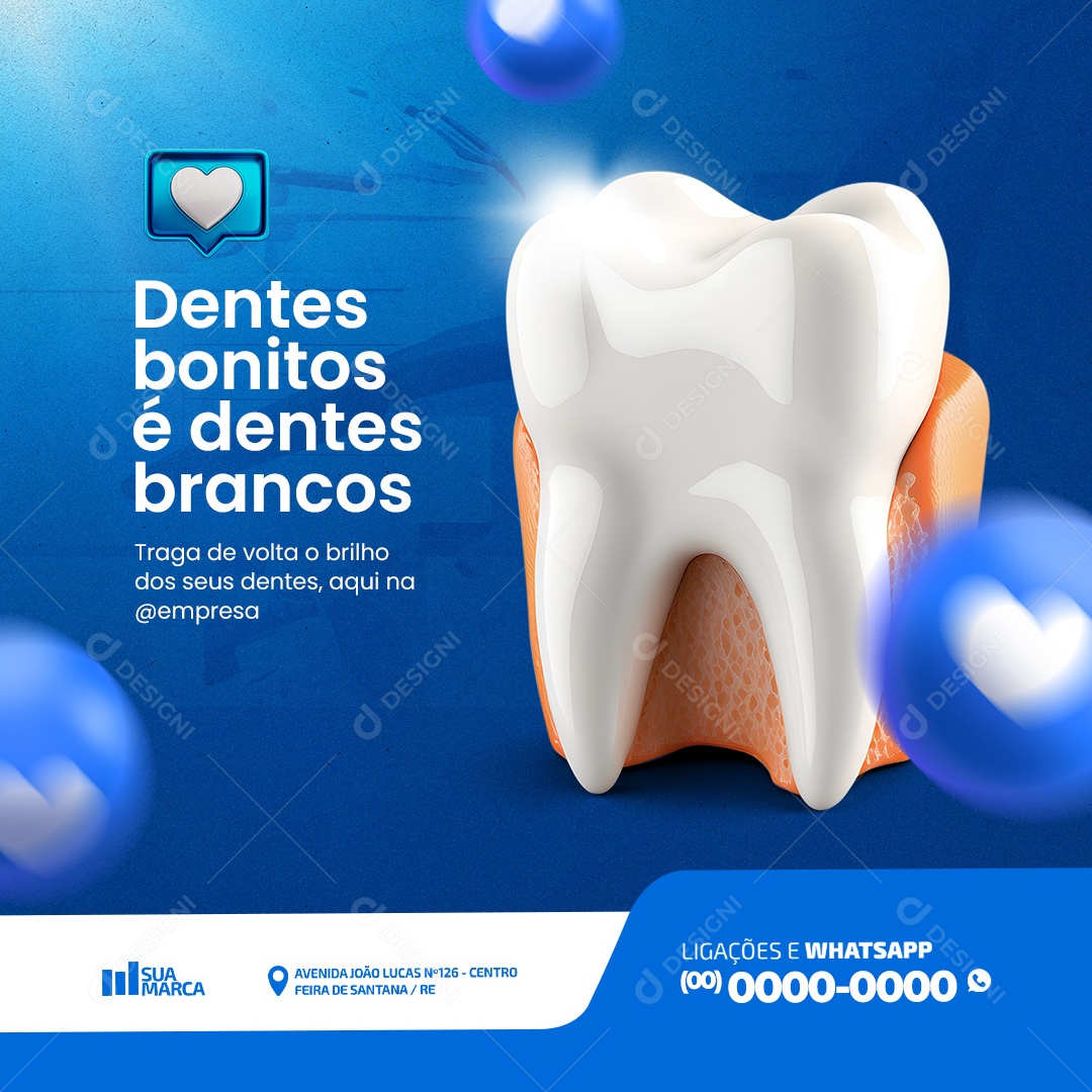 Dentista Dentes Bonitos é Dentes Brancos Social Media PSD Editável