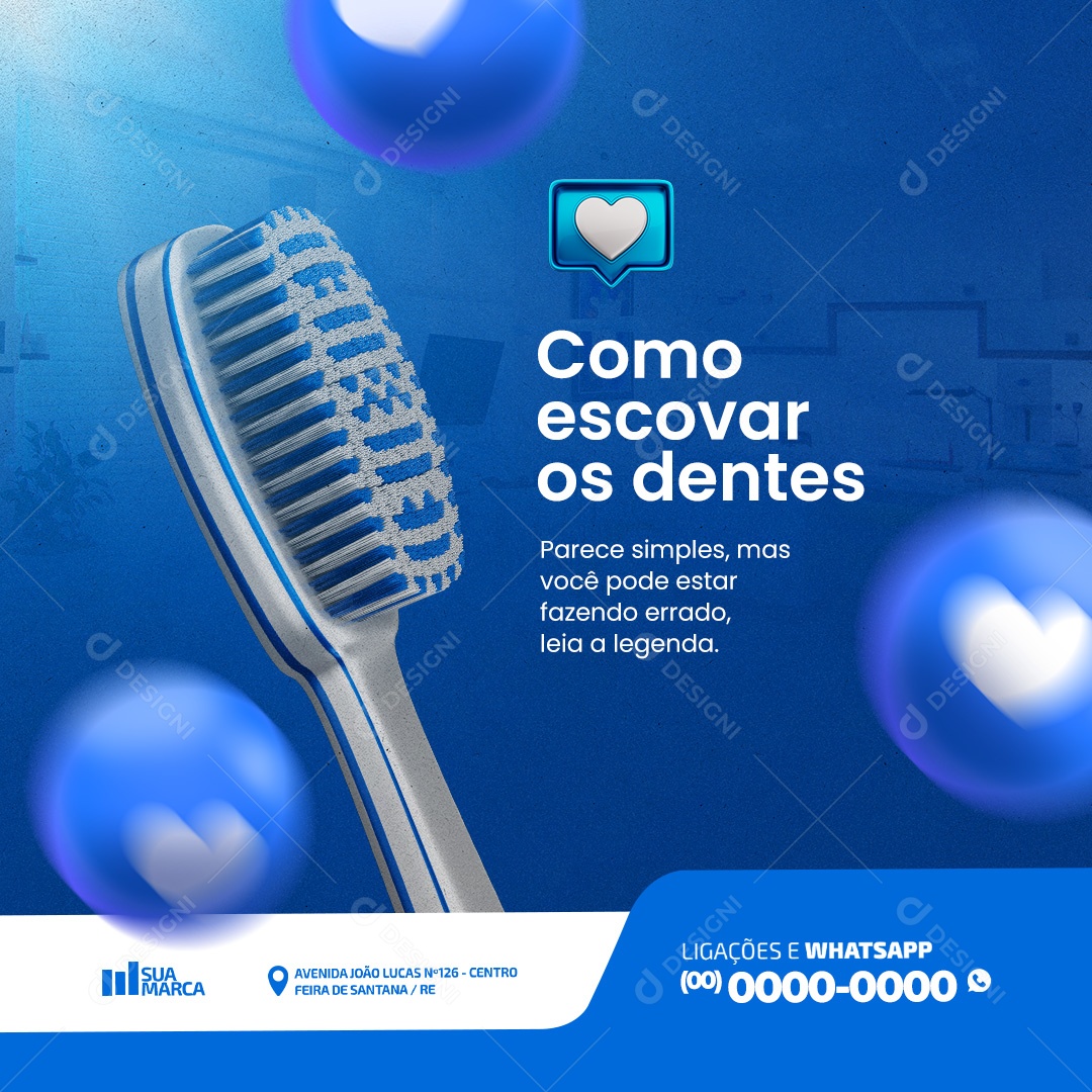 Dentista Como Escovar os Dentes Social Media PSD Editável