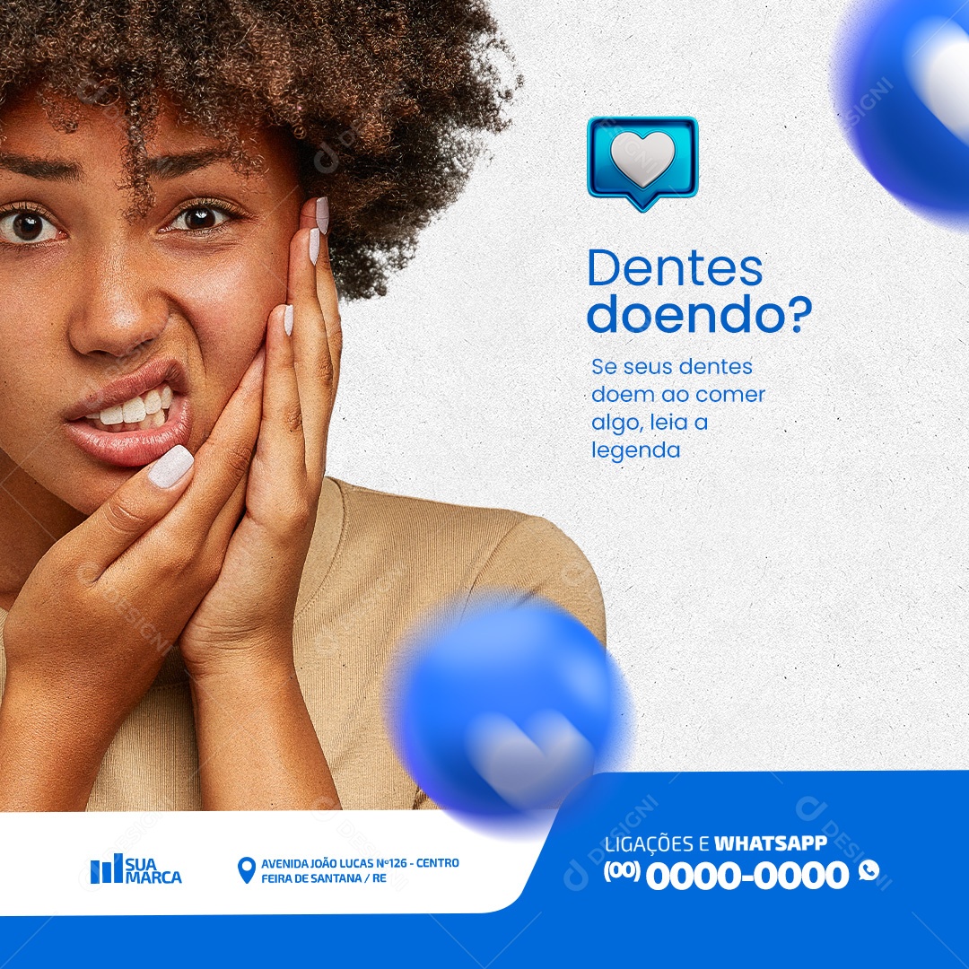Dentista Dentes Doendo Social Media PSD Editável