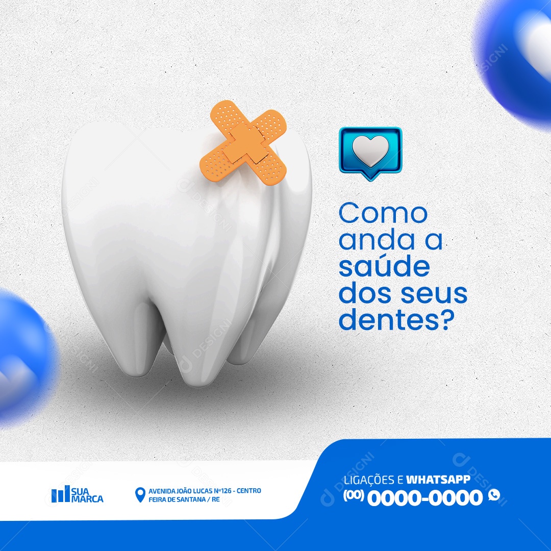 Dentista Como Anda a Saúde dos seus Dentes Social Media PSD Editável