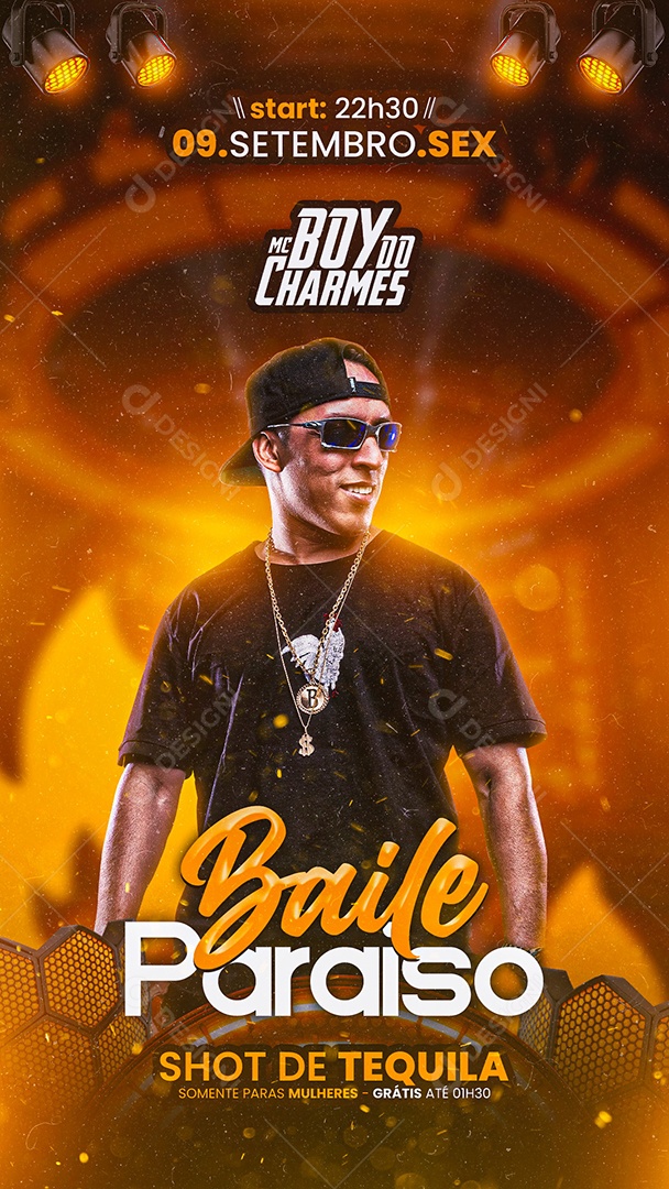 Story Flyer Baile Paraiso Mc Boy Do Charmes Social Media PSD Editável