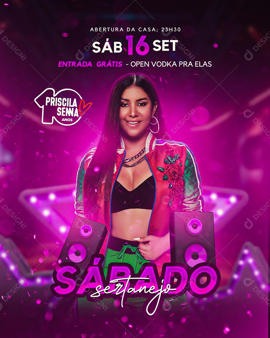 Flyer Sábado Sertanejo Social Media PSD Editável