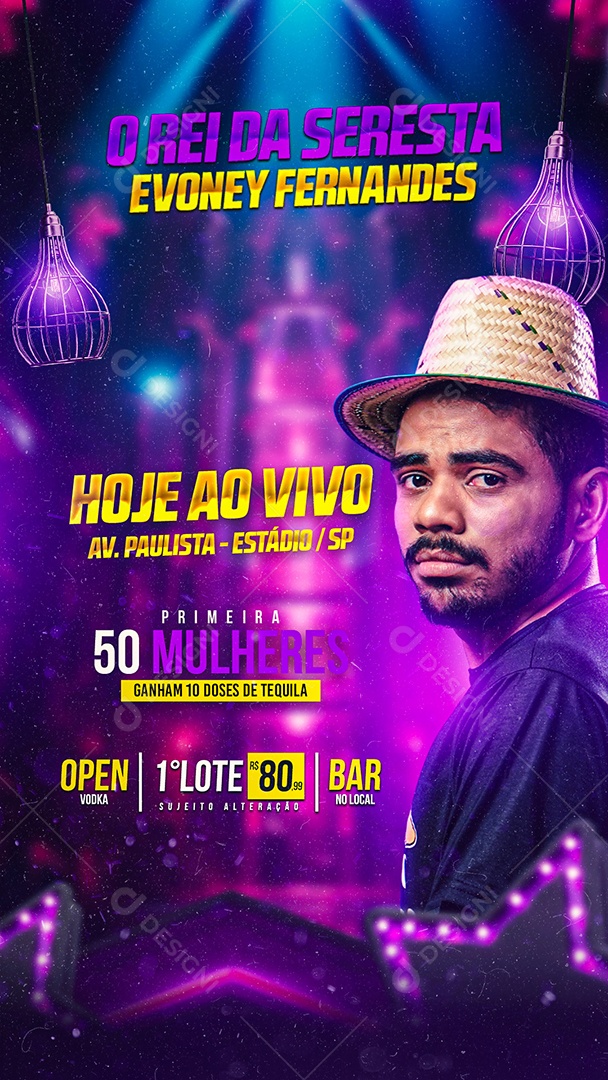 Flyer O Rei da Seresta Evoney Fernandes Social Media PSD Editável