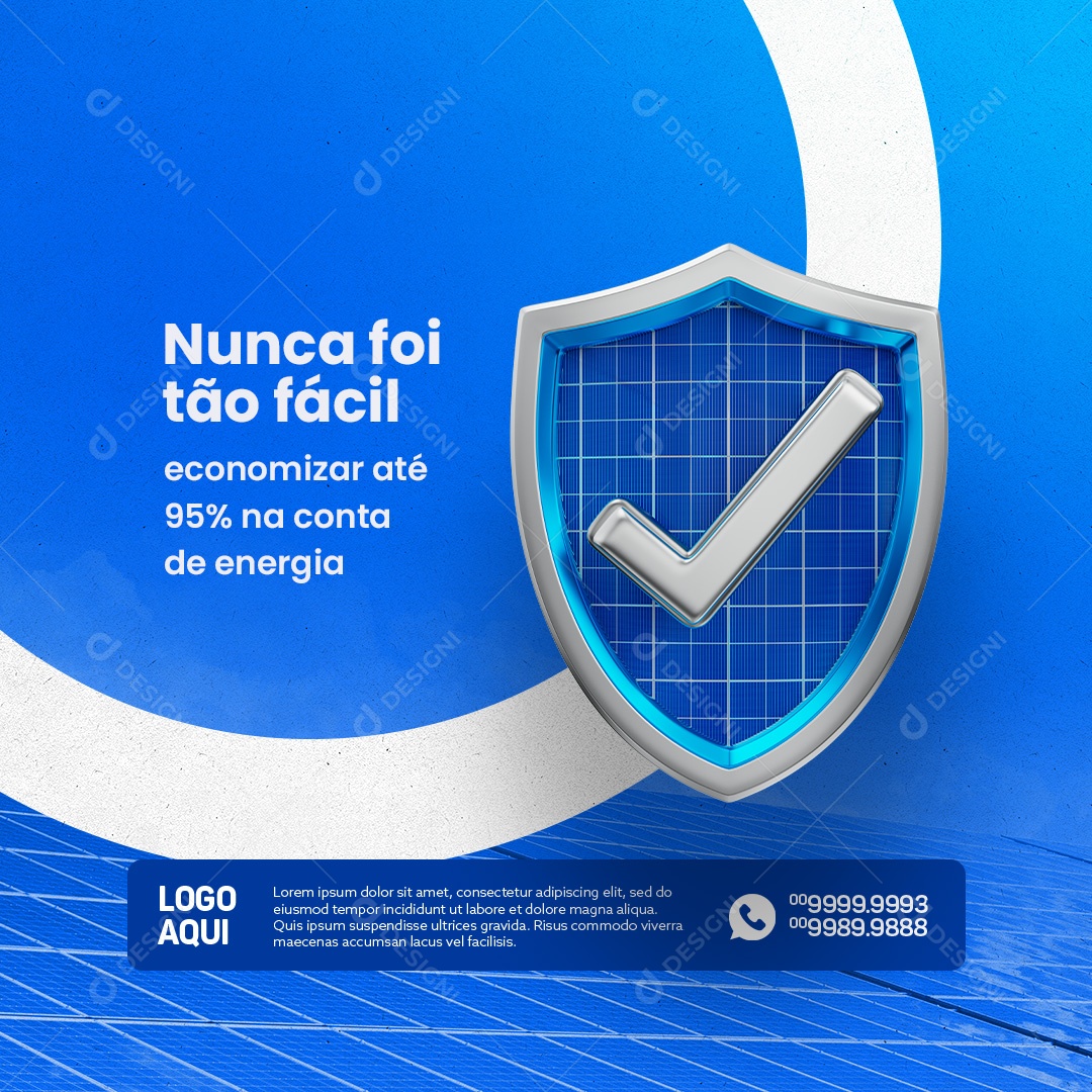 Energia Solar Nunca foi tão Fácil Economizar Até 95% na Conta de Energia Social Media PSD Editável