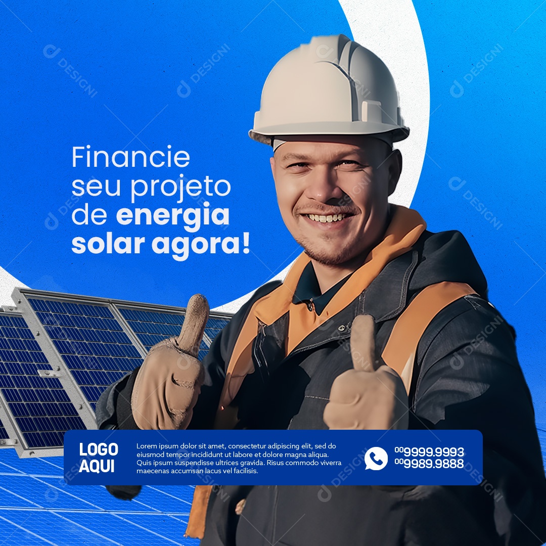 Financie seu Projeto de Energia Solar Agora Social Media PSD Editável