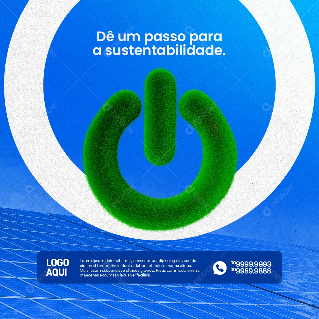 Energia Solar Dê um Passo para a Sustentabilidade Social Media PSD Editável