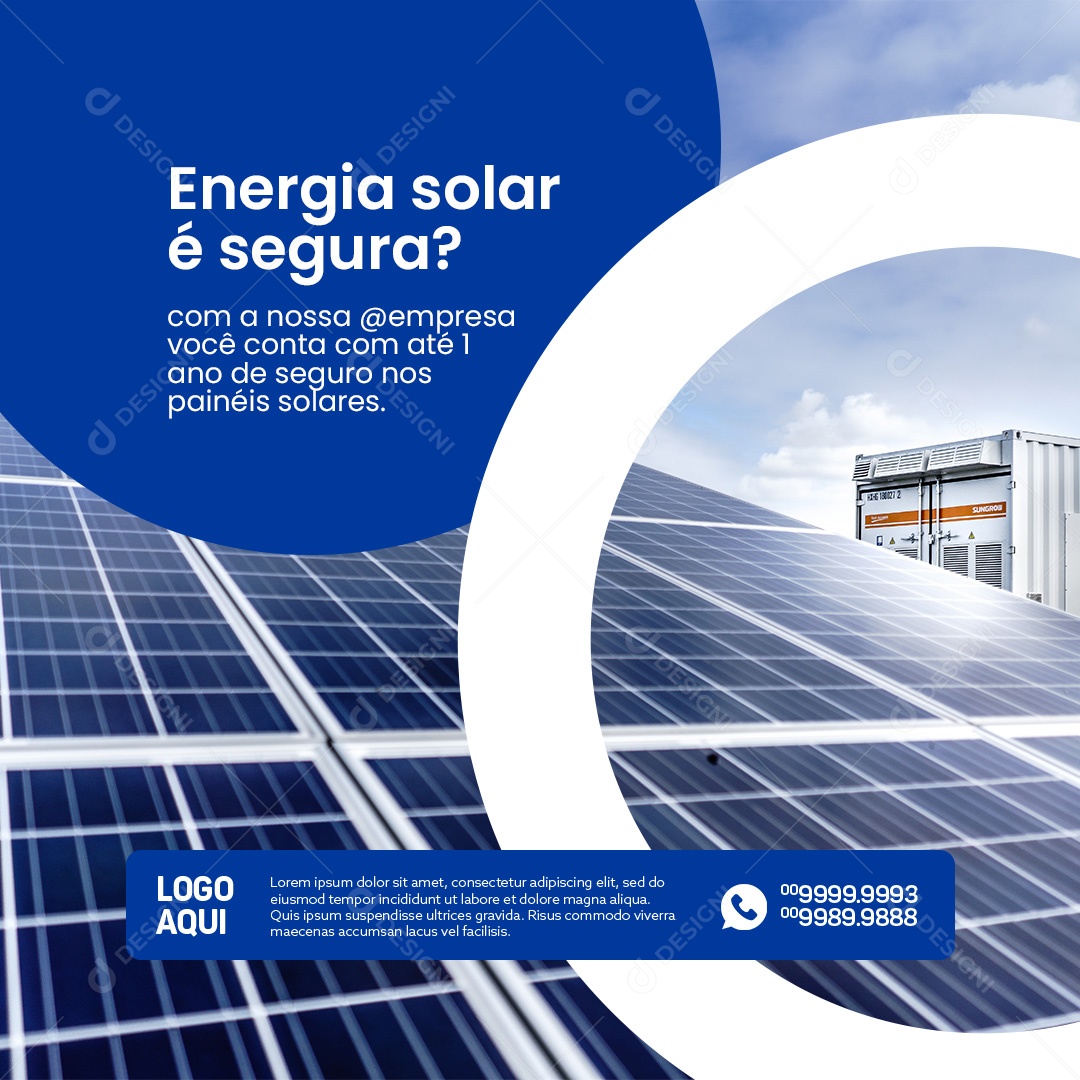 Energia Solar é Segura ? Social Media PSD Editável