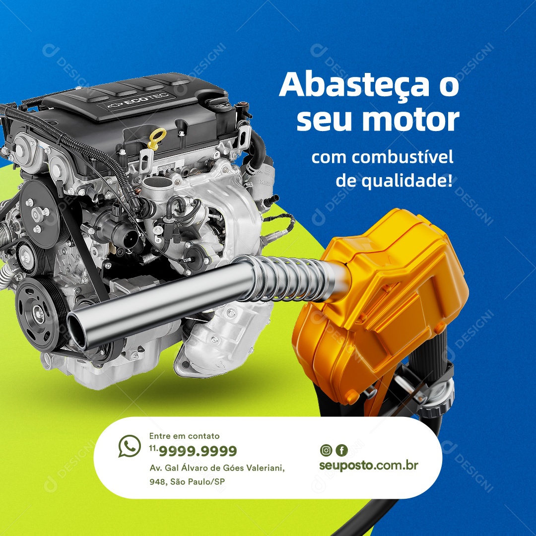 Posto de Gasolina Abasteça o seu Motor com Combustível de Qualidade Social Media PSD Editável