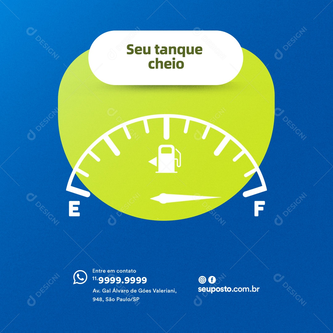 Posto de Gasolina Seu Tanque Cheio Social Media PSD Editável