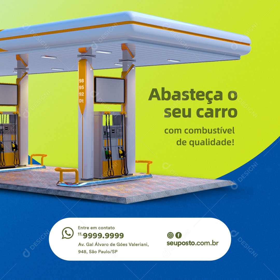Posto de Gasolina Abasteça o seu Carro com Combustível de Qualidade Social Media PSD Editável