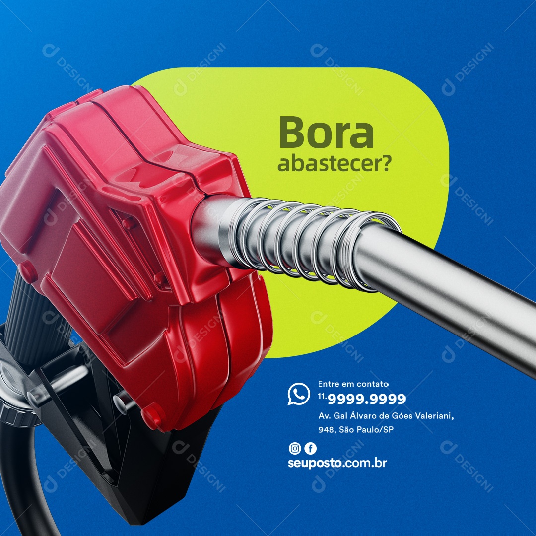 Posto de Gasolina Bora Abastecer Social Media PSD Editável