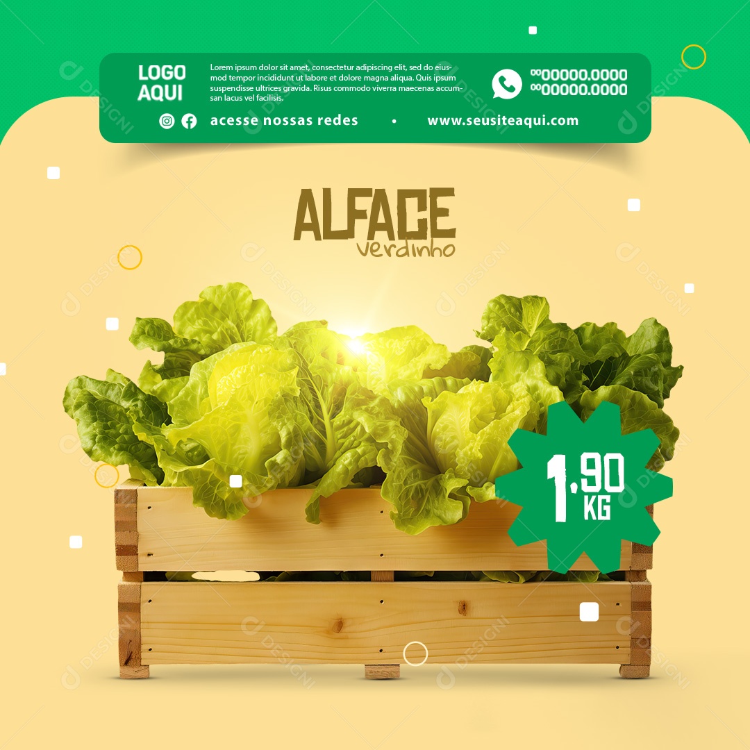Hortifruti Alface Verdinho 1,90 Kg Social Media PSD Editável