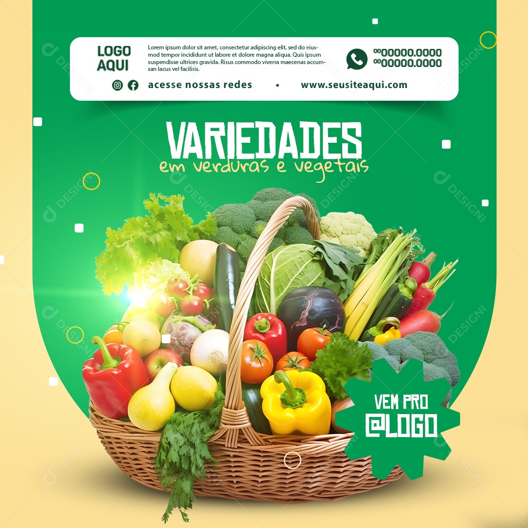 Hortifruti Variedades em Verduras e Vegetais Social Media PSD Editável