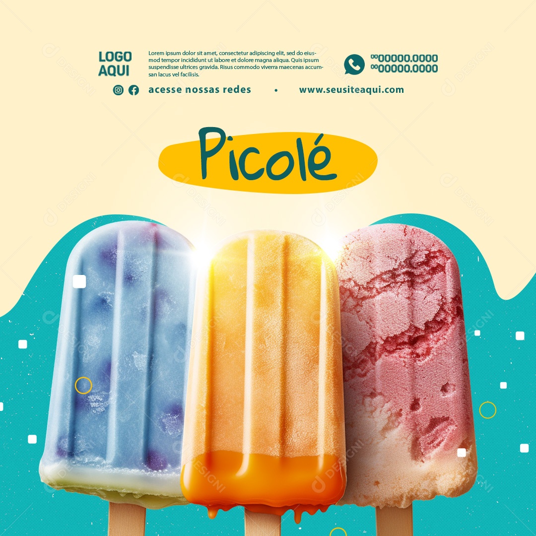 Sorveteria Picolé Social Media PSD Editável
