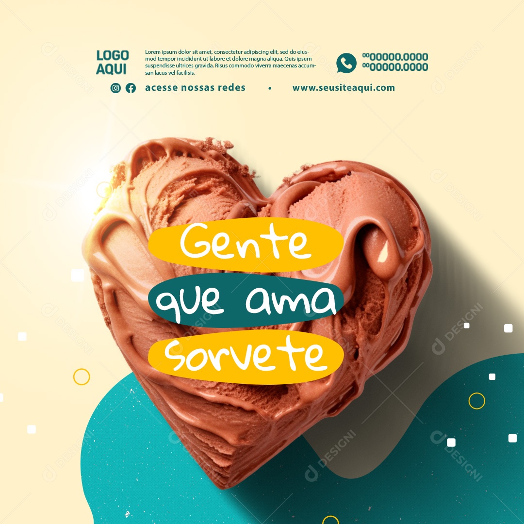 Sorveteria Gente que Ama Sorvete Social Media PSD Editável