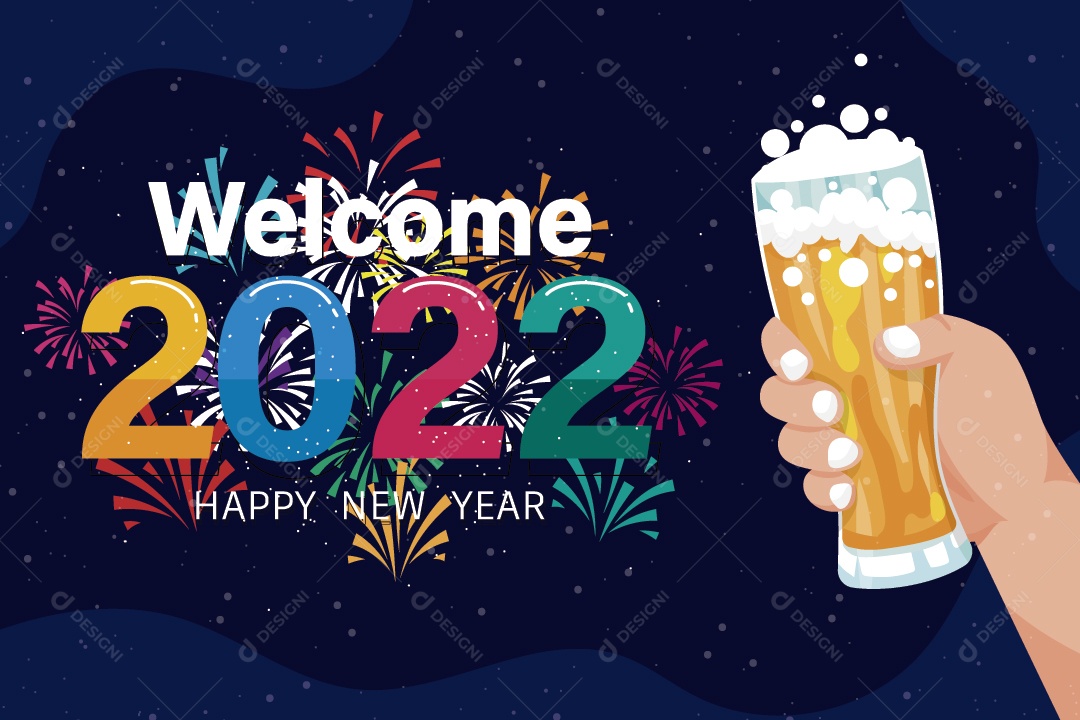 Feliz Ano Novo 2022 Ilustrações Vetor EPS