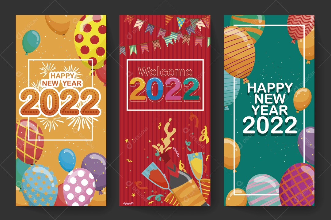 Feliz Ano Novo 2022 Ilustrações Vetor EPS