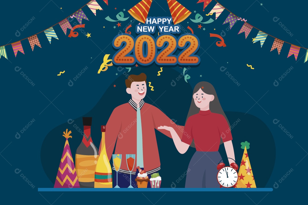 Feliz Ano Novo 2022 Ilustrações Vetor EPS