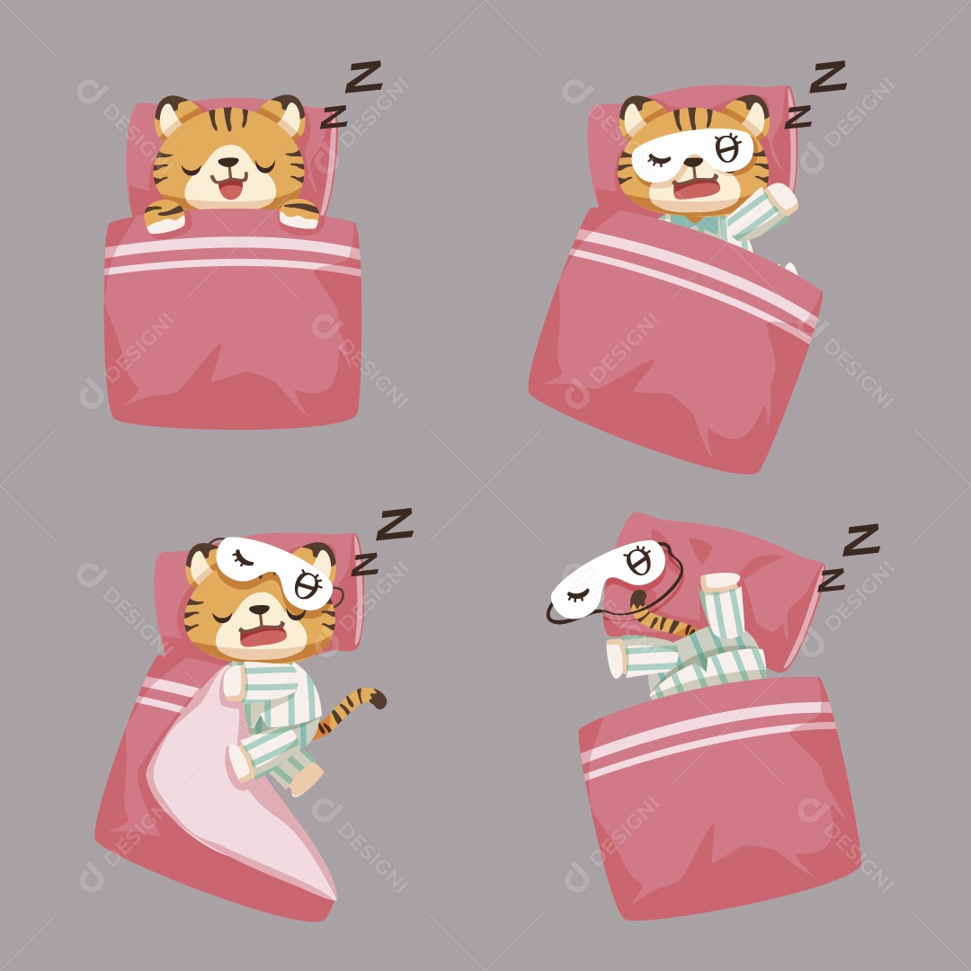 Personagens Dormindo Ilustração Vetor EPS