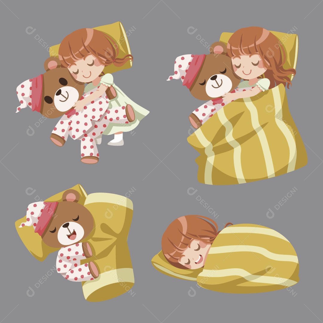 Personagens Dormindo Ilustração Vetor EPS