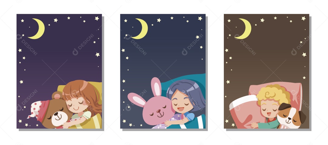 Personagens Dormindo Ilustração Vetor EPS