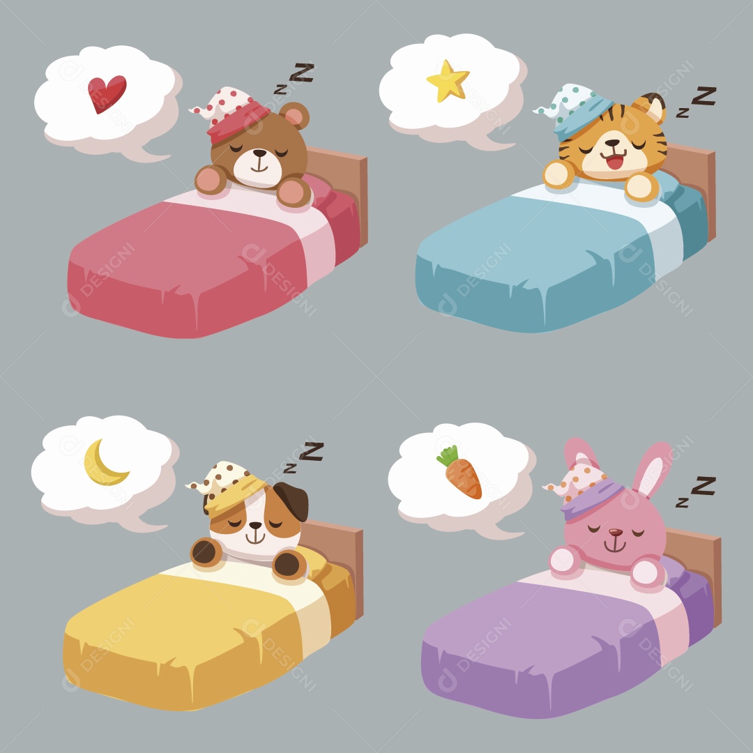 Personagens Dormindo Ilustração Vetor EPS