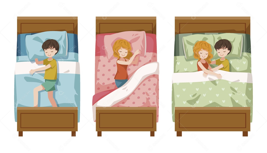 Personagens Dormindo Ilustração Vetor EPS