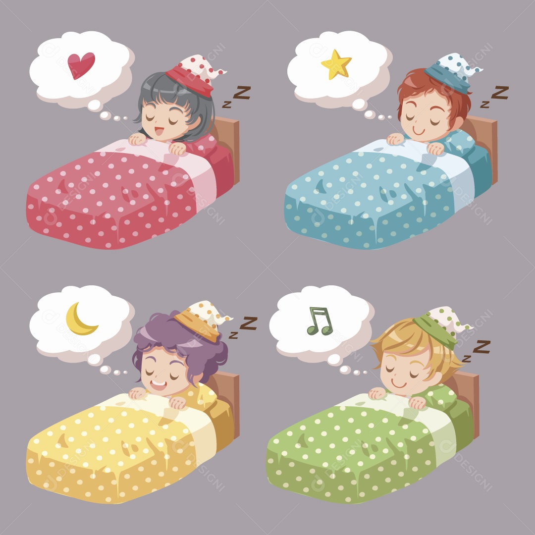 Personagens Dormindo Ilustração Vetor EPS