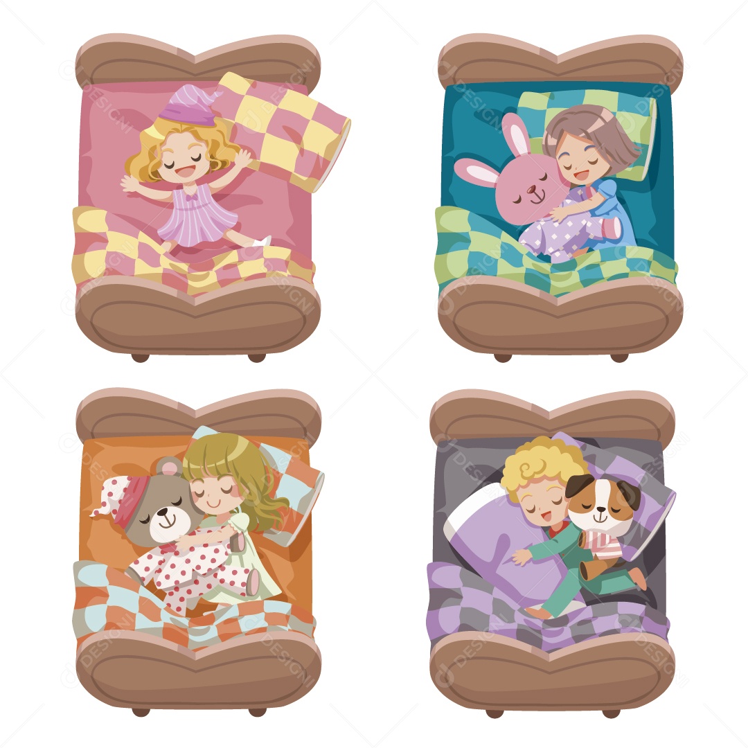 Personagens Dormindo Ilustração Vetor EPS