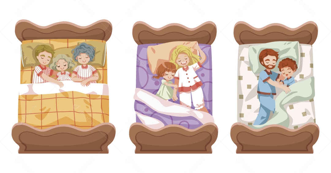 Personagens Dormindo Ilustração Vetor EPS