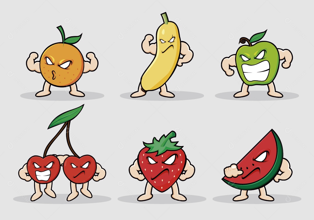 Personagem Frutas Ilustração Vetor EPS