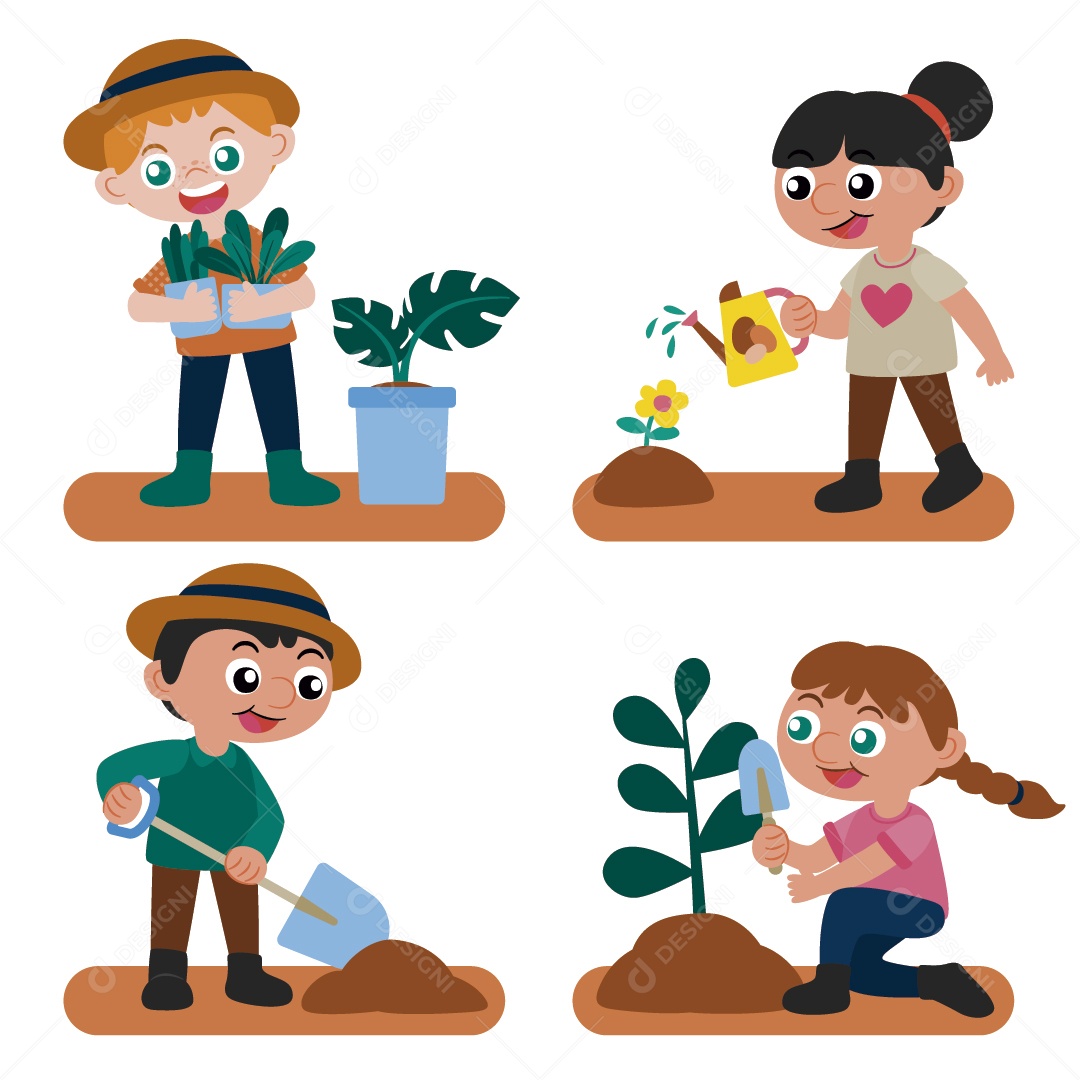 Personagens Jardineiro Ilustração Vetor EPS