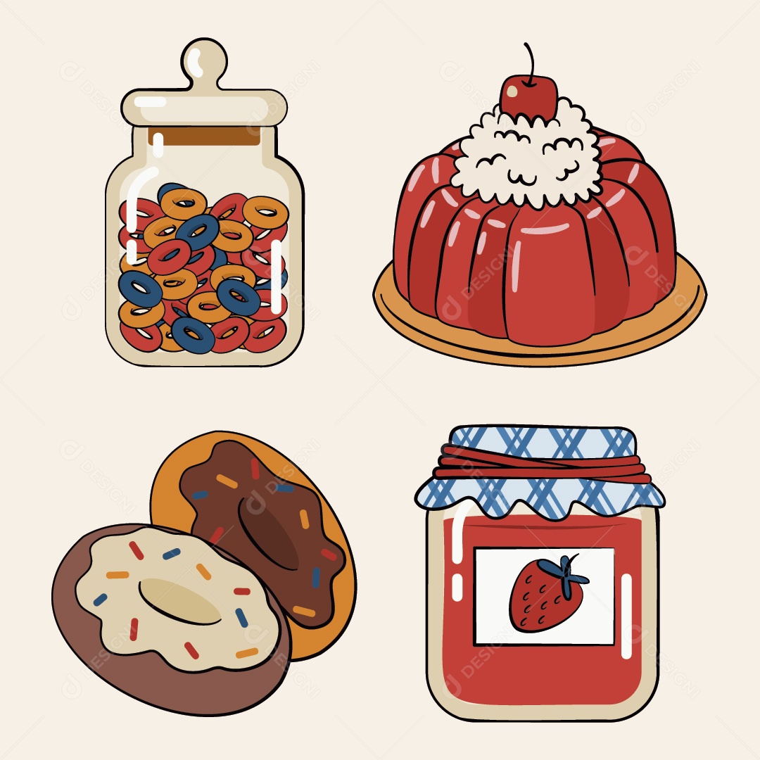 Sobremesas Ilustração Vetor EPS