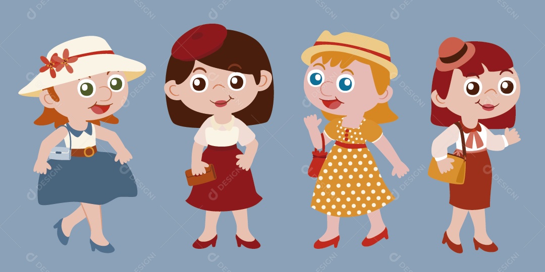 Personagem Femininas Ilustração Vetor EPS