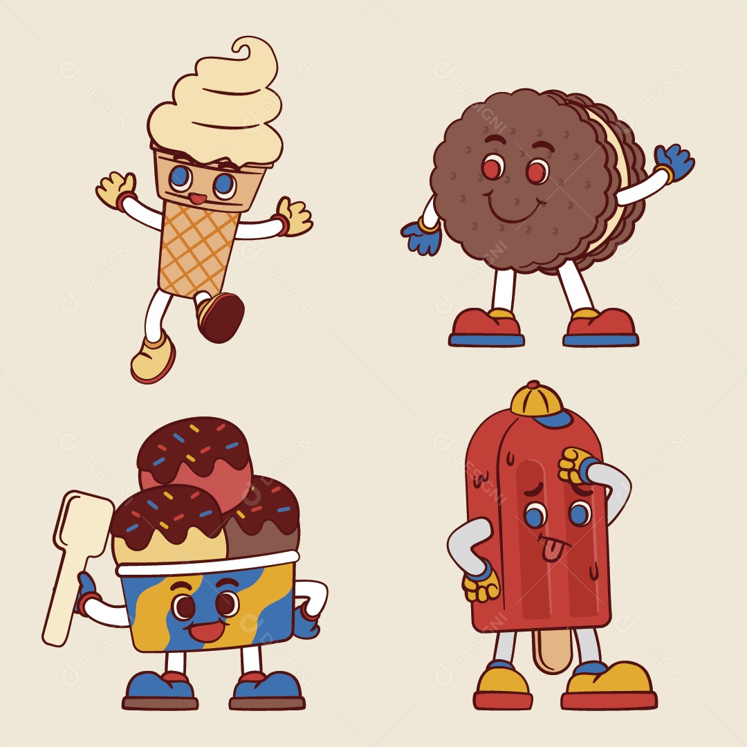Personagem de Lanches Ilustração Vetor EPS