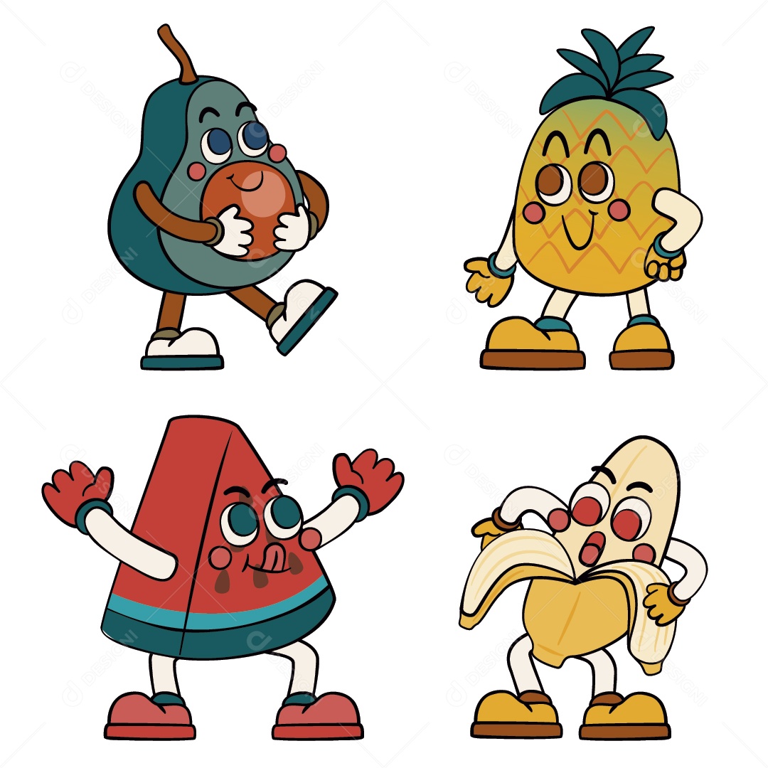 Personagem de Frutas Ilustração Vetor EPS