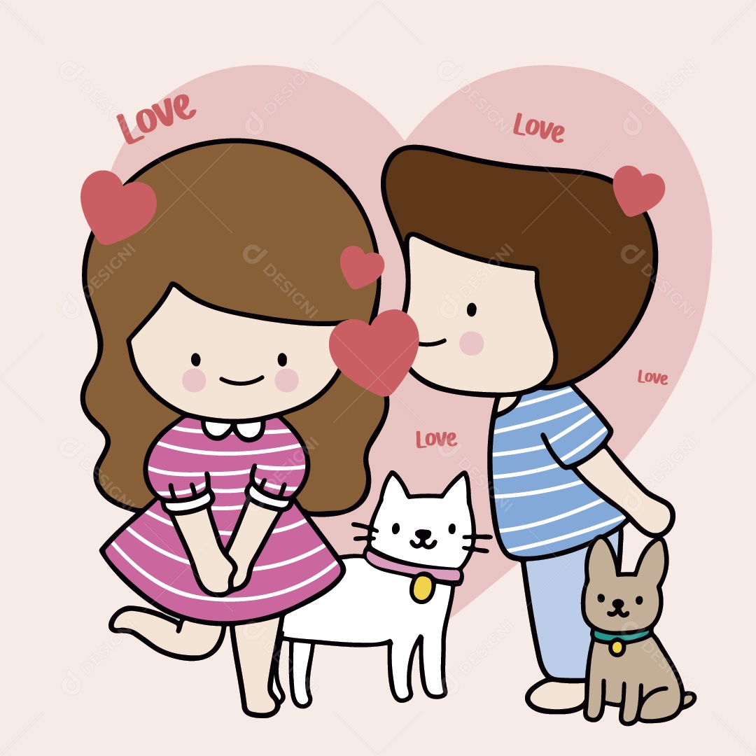 Casal Ilustrações do Dia dos Namorados Vetor EPS
