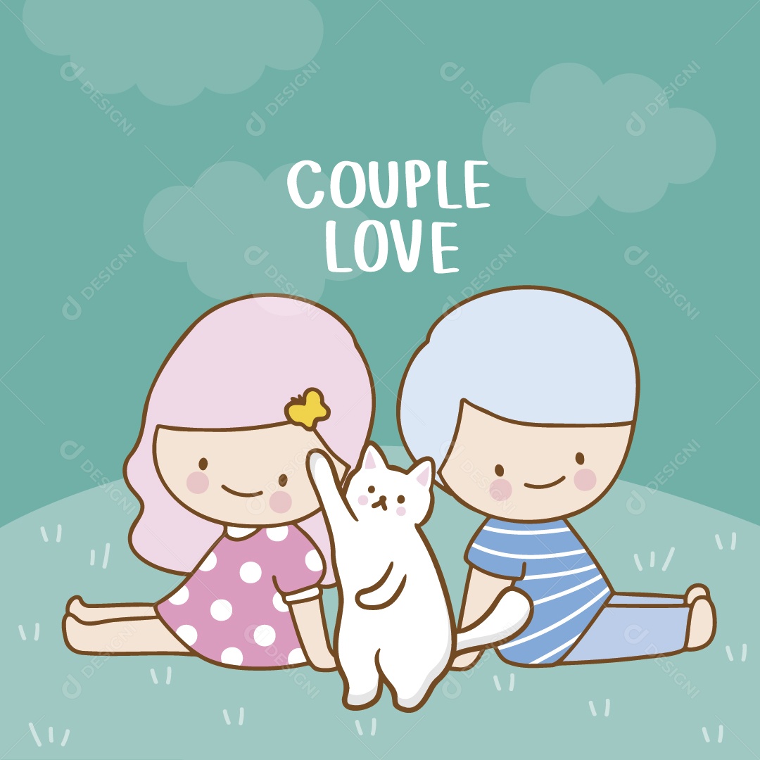 Casal Ilustrações do Dia dos Namorados Vetor EPS