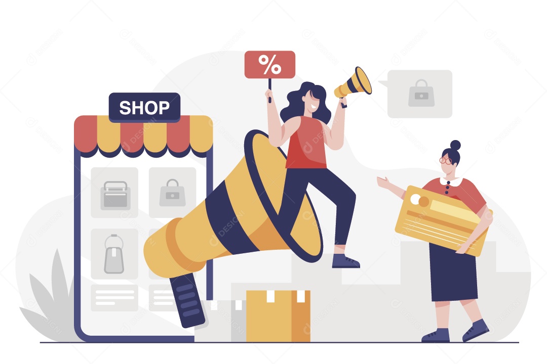 Loja Virtual Ilustração Vetor EPS