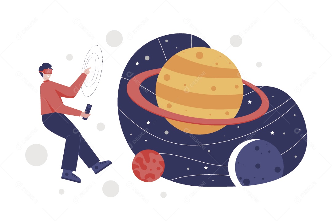 Personagem Com Óculos de Realidade Virtual Vetor EPS