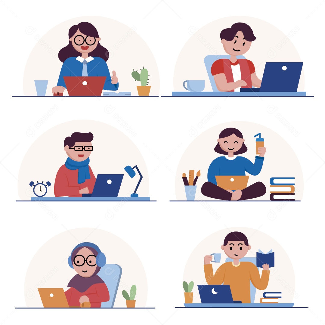 Estudantes Ilustração Vetor EPS