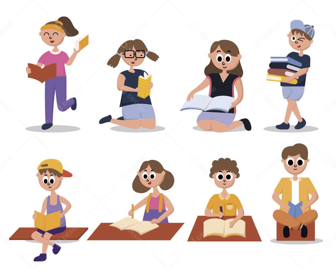 Grupo de Estudantes Ilustração Vetor EPS