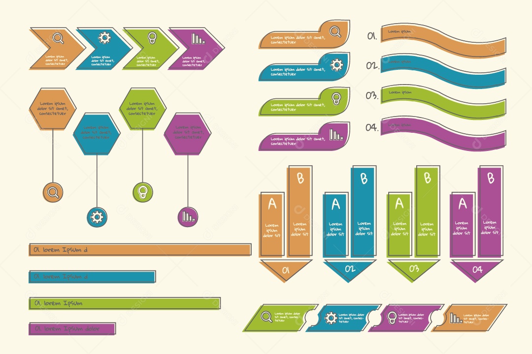 Conjunto de Elementos de Infográfico Vetor EPS