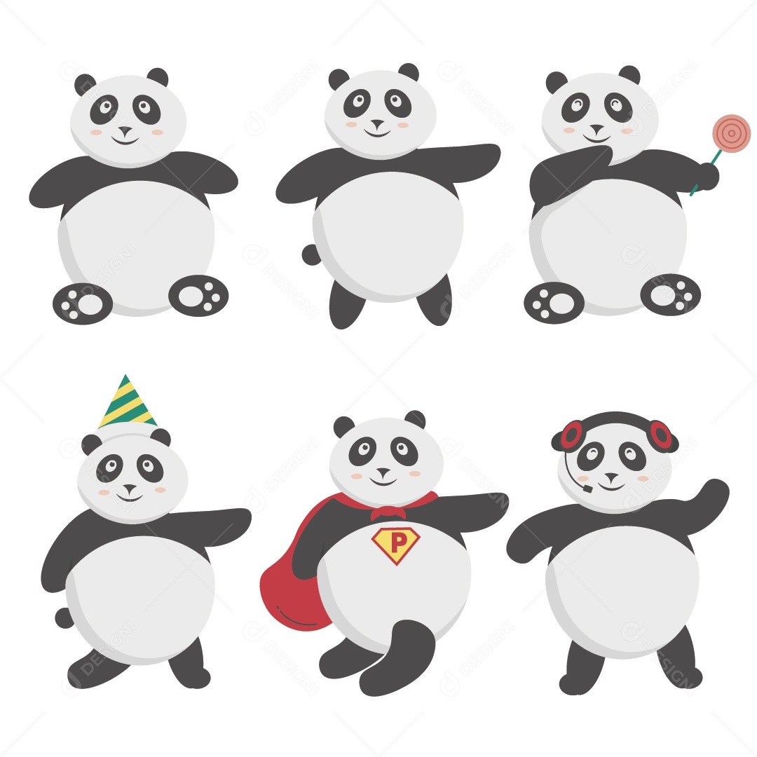 Ilustrações de um Urso Panda Vetor EPS