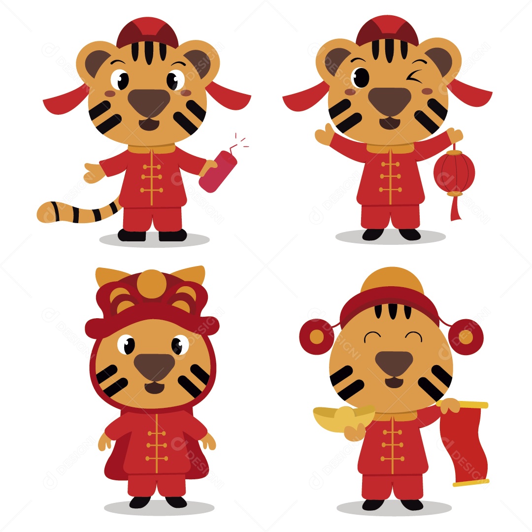 Tigre do Ano Novo Chinês Ilustração Vetor EPS