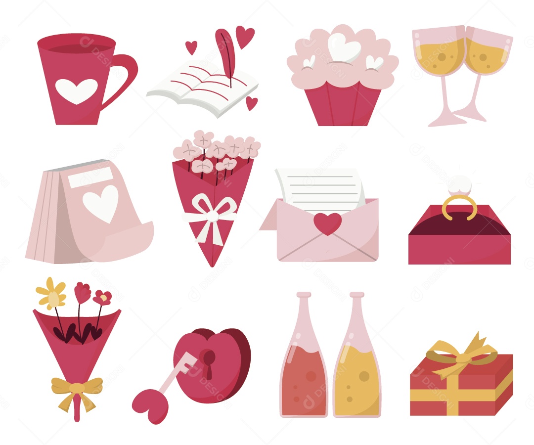 Conjunto de Itens do Dia dos Namorados Vetor EPS