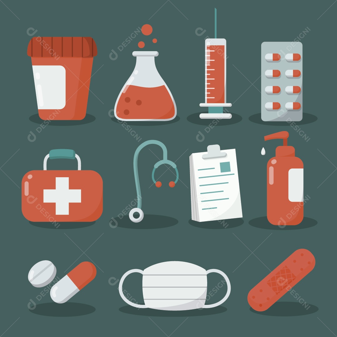 Conjunto de Itens de Hospital Vetor EPS
