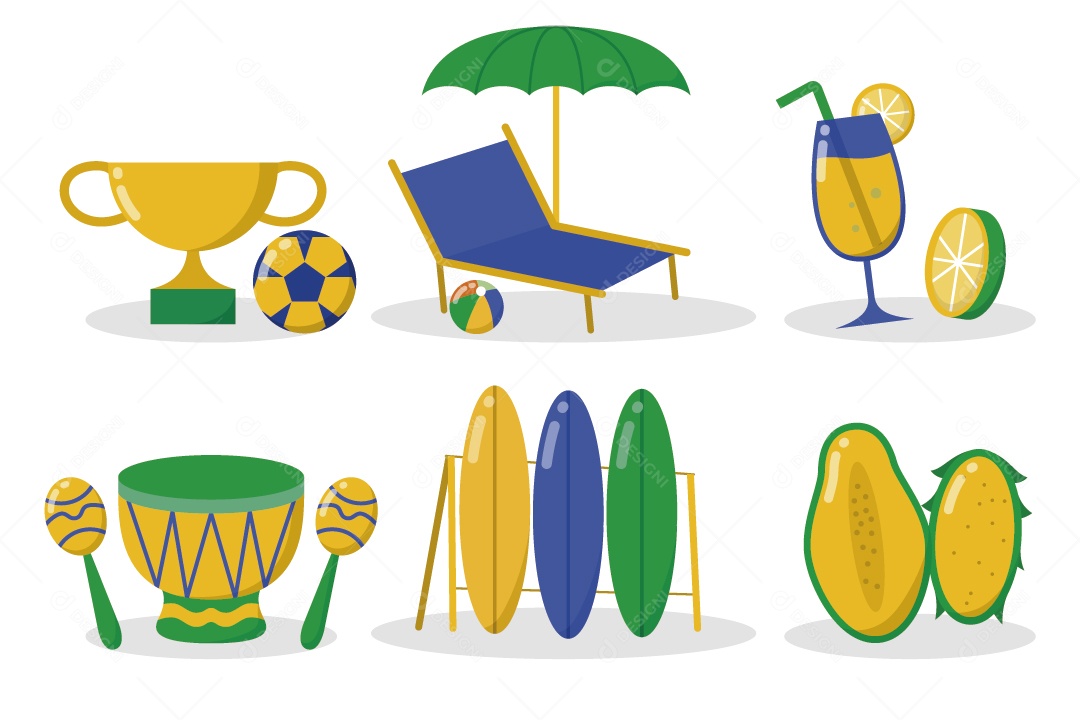 Conjunto de Elementos de Praia do Brasil Vetor EPS
