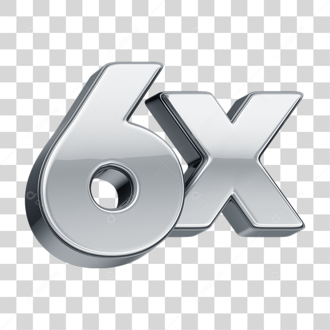 Número Prata 6x PNG Transparente